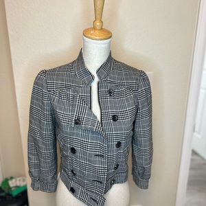 Guess Woman’s small Cropped plaid jacket black and gray